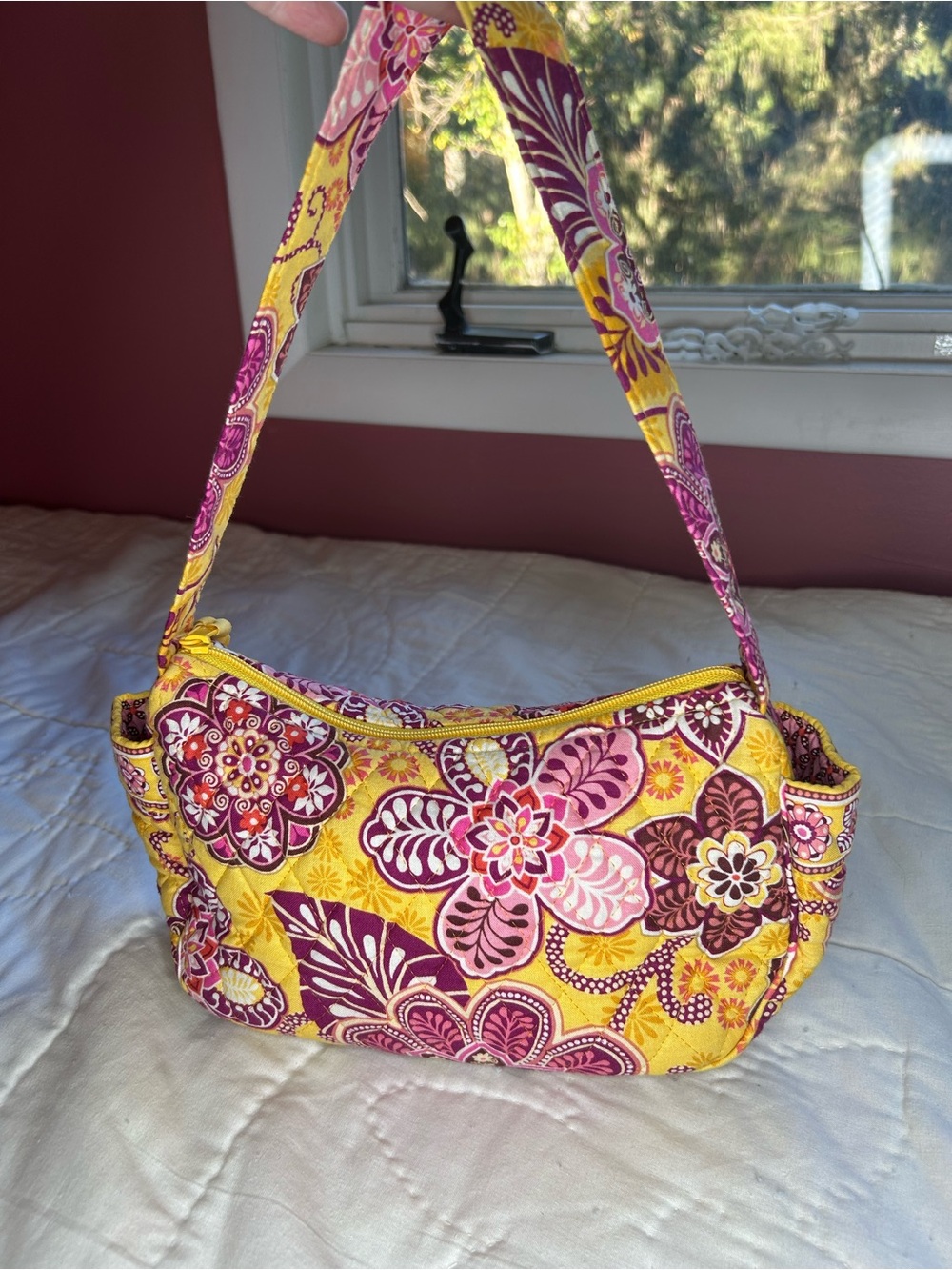 Vera Bradley Bali Gold Maggie Quilted Floral Shoulder Bag